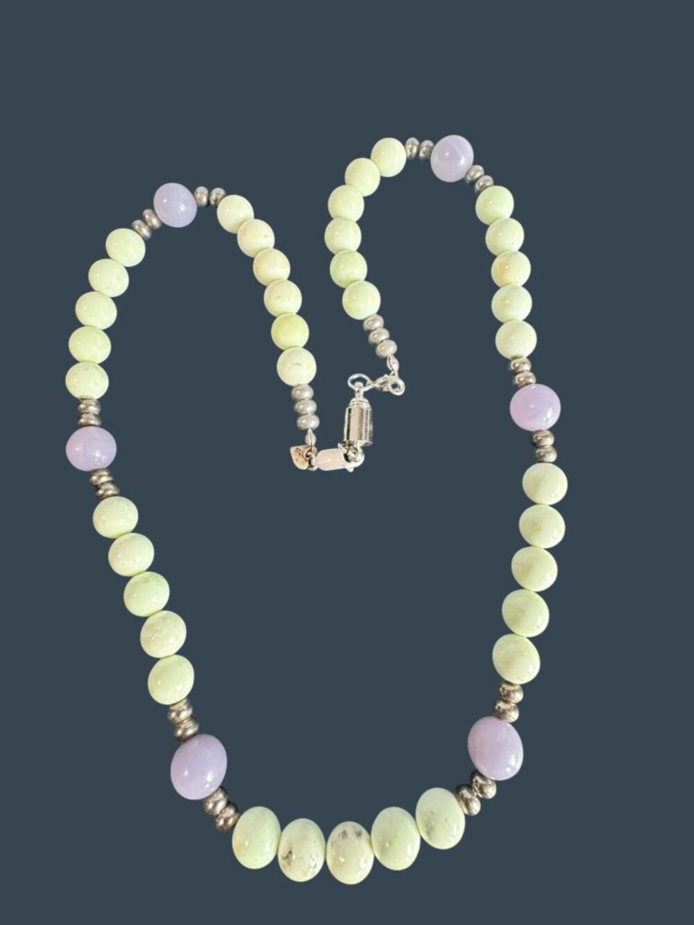Jay King DTR Green Purple Gemstone Bead Necklace 23" 925 Sterling - Picture 9 of 9